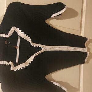 Belldini Black and White Ribbed Cardigan